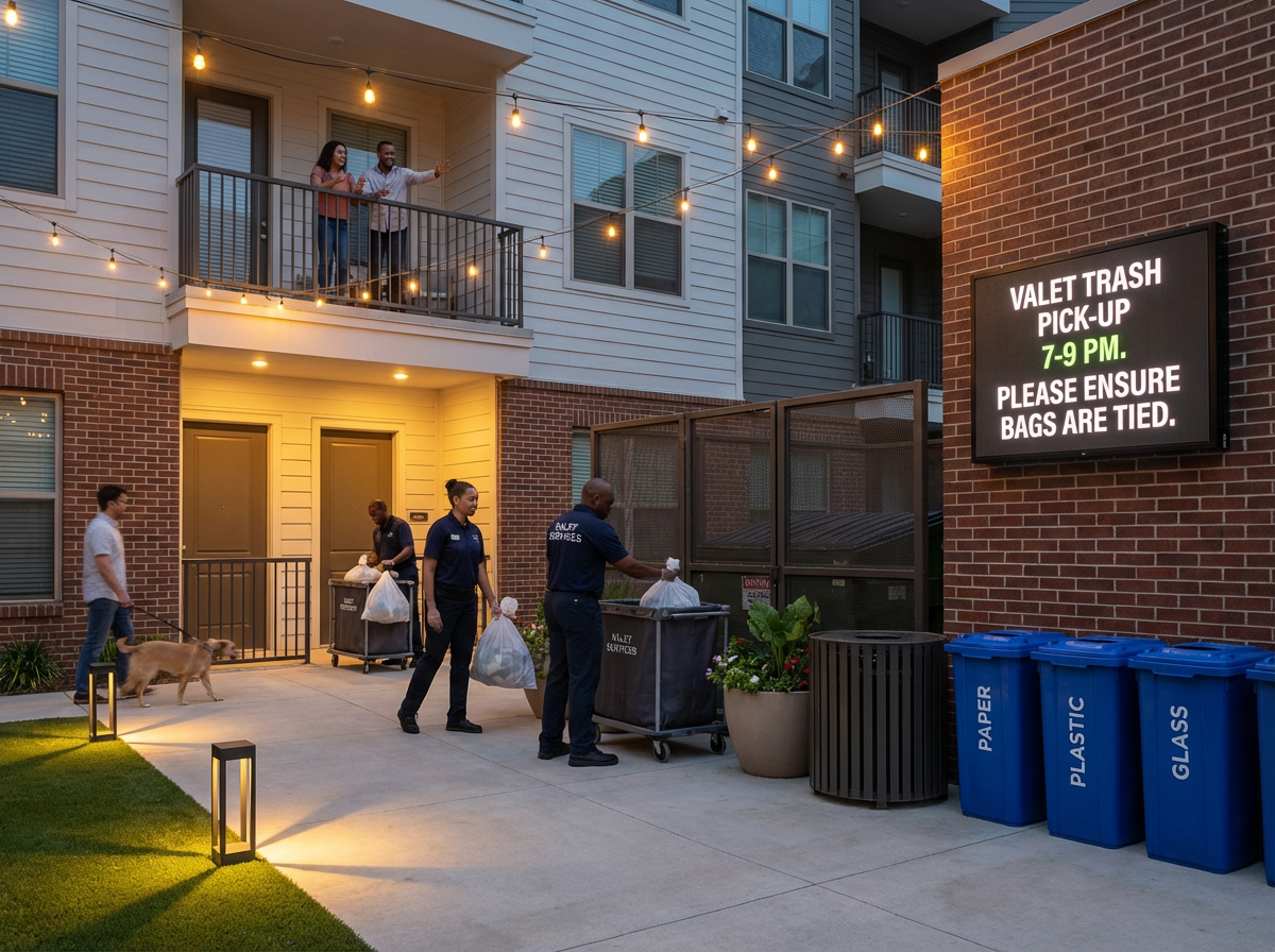 Step-by-Step Guide to Tenant Communication and Staff Training for Better Valet Trash and Waste Management in Apartment Communities 4 Clean and organized trash and bulk item area in an apartment community