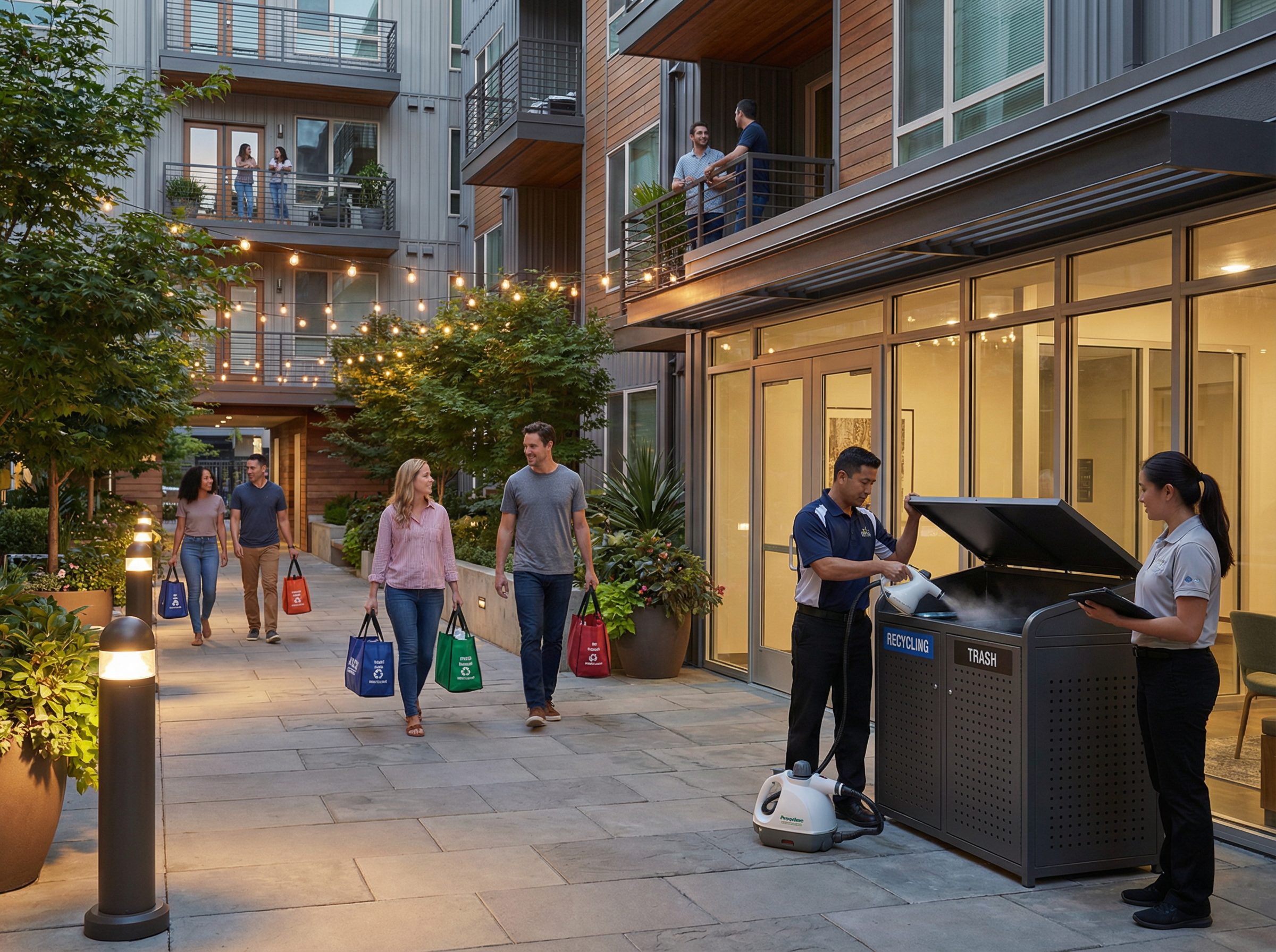 Mastering Tenant Communication & Staff Training for Superior Valet Trash & Waste Management in Apartment Communities 4 On-site valet trash team managing overflow and bulk trash issues