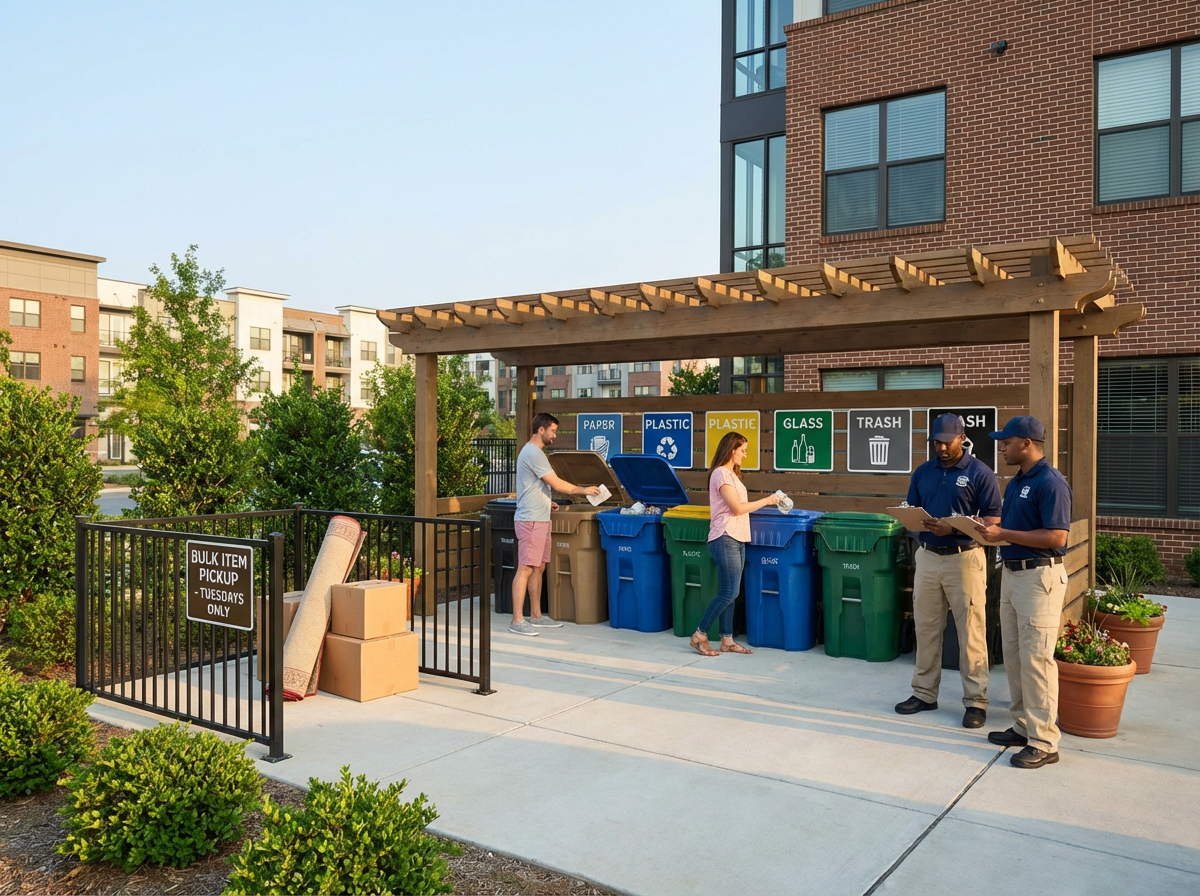 American Trash Service Guide: Operational Training and Resident Communication for Better Trash Management in Apartment Communities 4 Professional trash service team working in a multifamily property