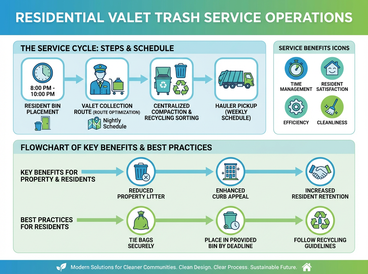Operational Playbook for Tenant Communication, Staff Training & Workflow Improvement in Apartment Waste Management 3 Visual guide for valet trash service rules and resident education