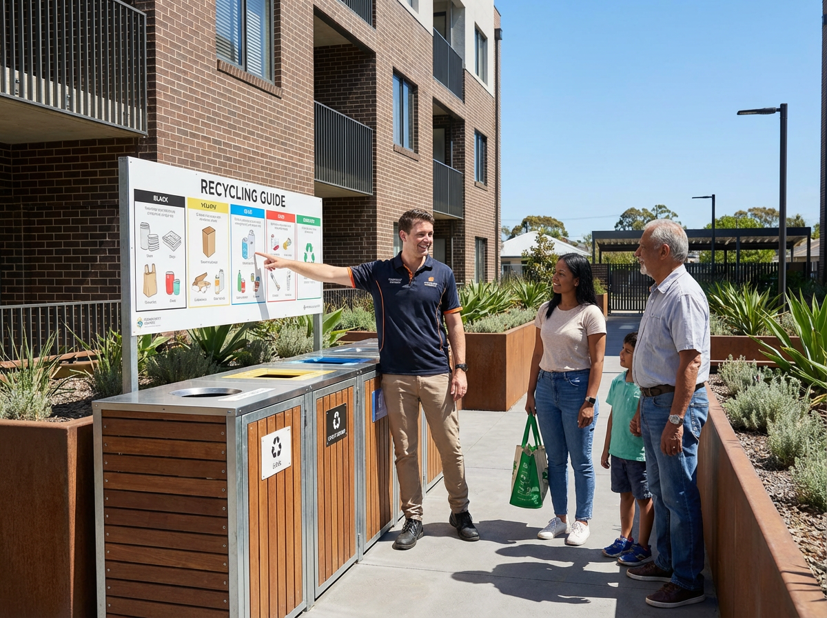 Operational Excellence in Apartment Communities: Tenant Education, Communication & Reliable Trash Services for Enhanced Resident Experience 4 Property manager reviewing trash service communication and performance data