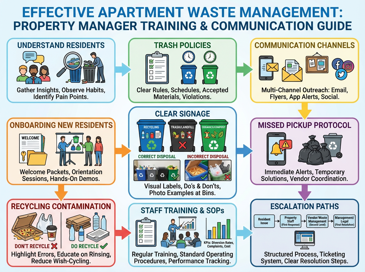 Operational Training and Resident Communication for Cleaner, Compliant Apartment Waste Management 3 Apartment waste management observation of resident trash habits