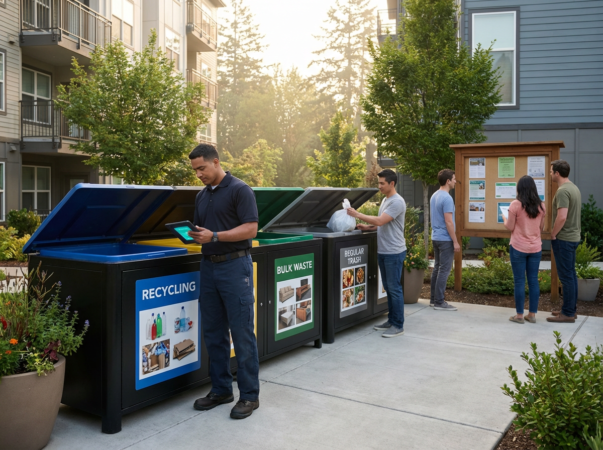 Operational Training and Resident Communication for Cleaner, Compliant Apartment Waste Management 4 Clear signage and instructions for apartment trash and recycling areas