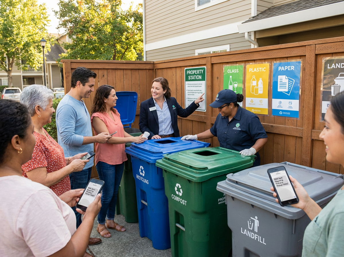 Tenant Education and Communication Strategies for Better Waste Management in Apartment Communities 4 On-site team coordinating apartment trash collection schedule
