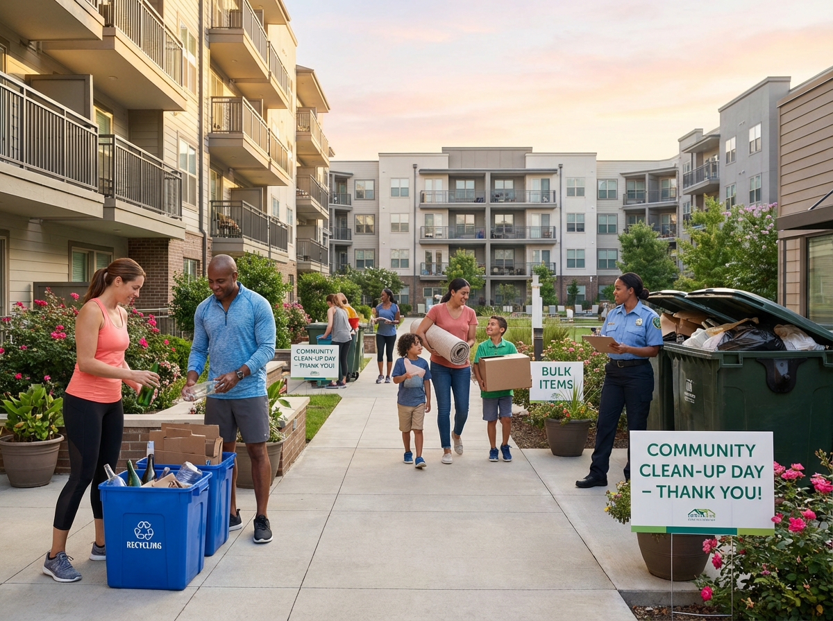 Tenant Education, Communication, and Operational Training for Effective Trash Management in Apartment Communities 4 Valet trash service team managing bulk item pickups