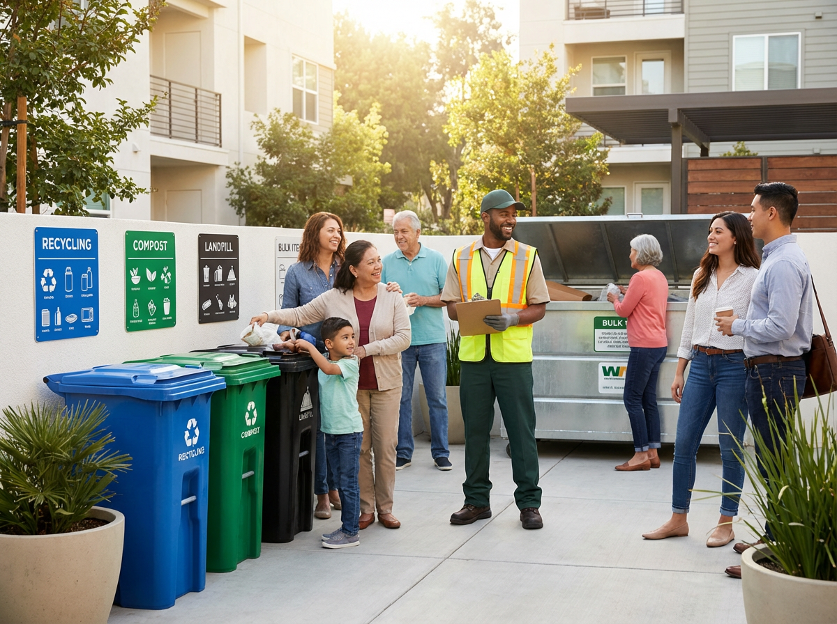 Resident Education, Communication, and Operational Training for Better Apartment Waste Management 2 On-site apartment waste management crew following a trash collection checklist