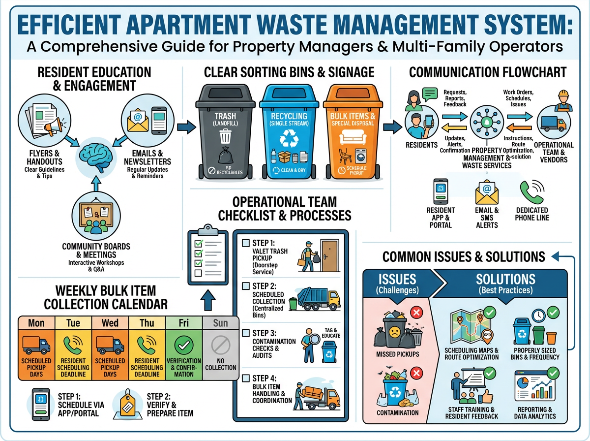 Resident Education, Communication, and Operational Training for Better Apartment Waste Management 1 Apartment residents learning clear trash and recycling guidelines