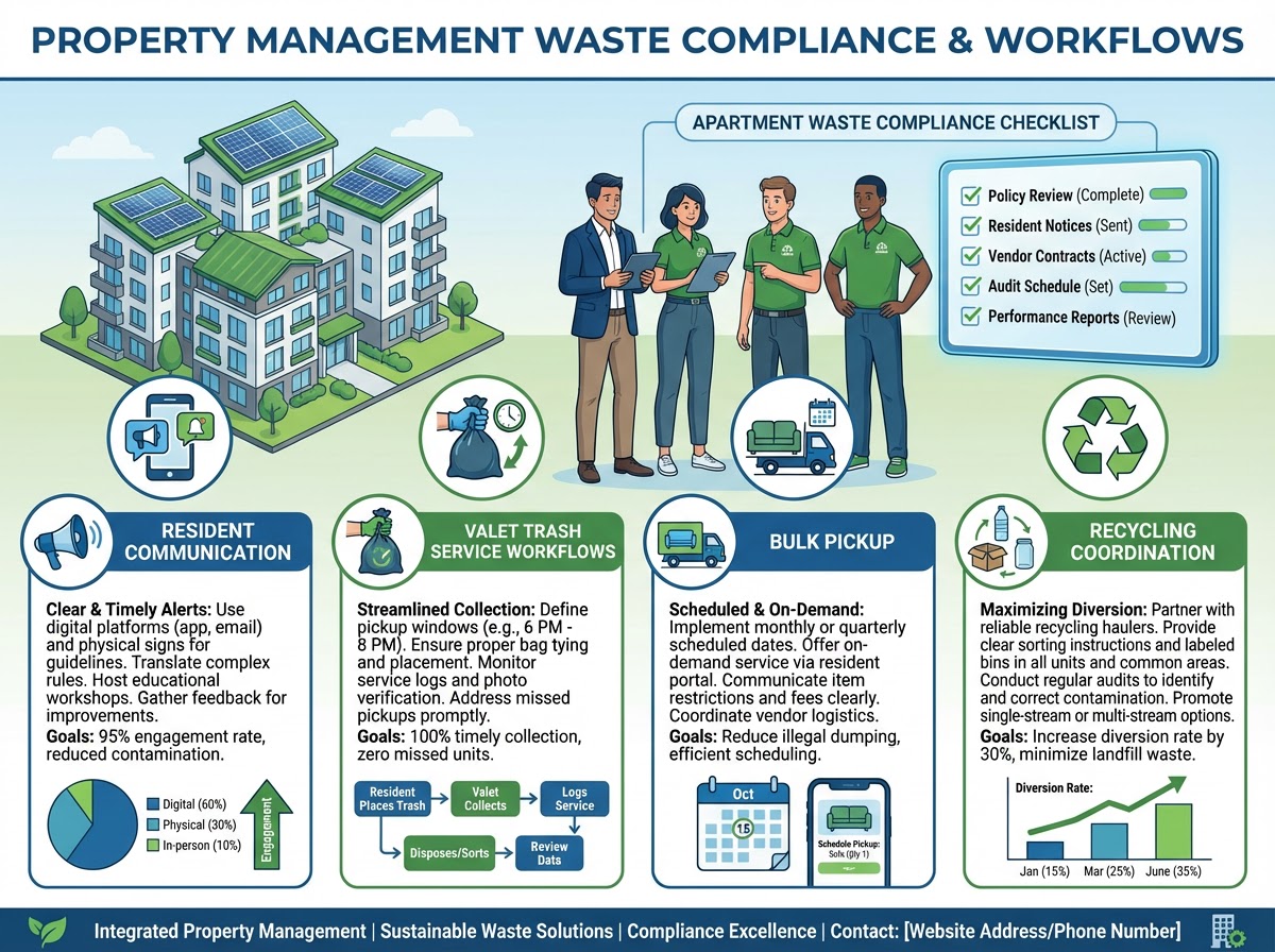 Improving Resident Communication and Staff Training to Boost Cleanliness and Waste Compliance in Apartment Communities 3 Property manager discussing waste compliance and expectations with apartment residents