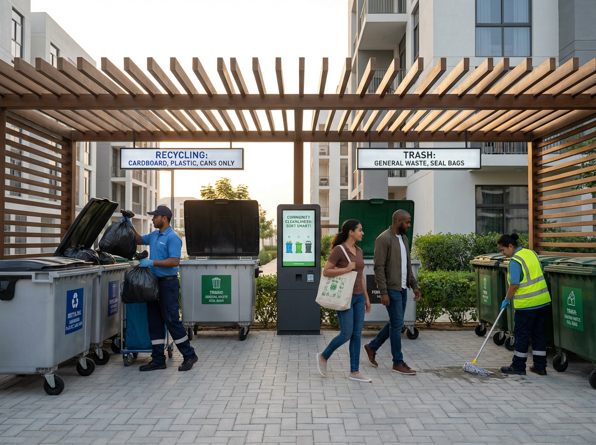 Operational Training and Resident Communication Strategies to Boost Waste Management and Valet Trash Performance in Apartment Communities 4 Property staff managing apartment waste management procedures on-site