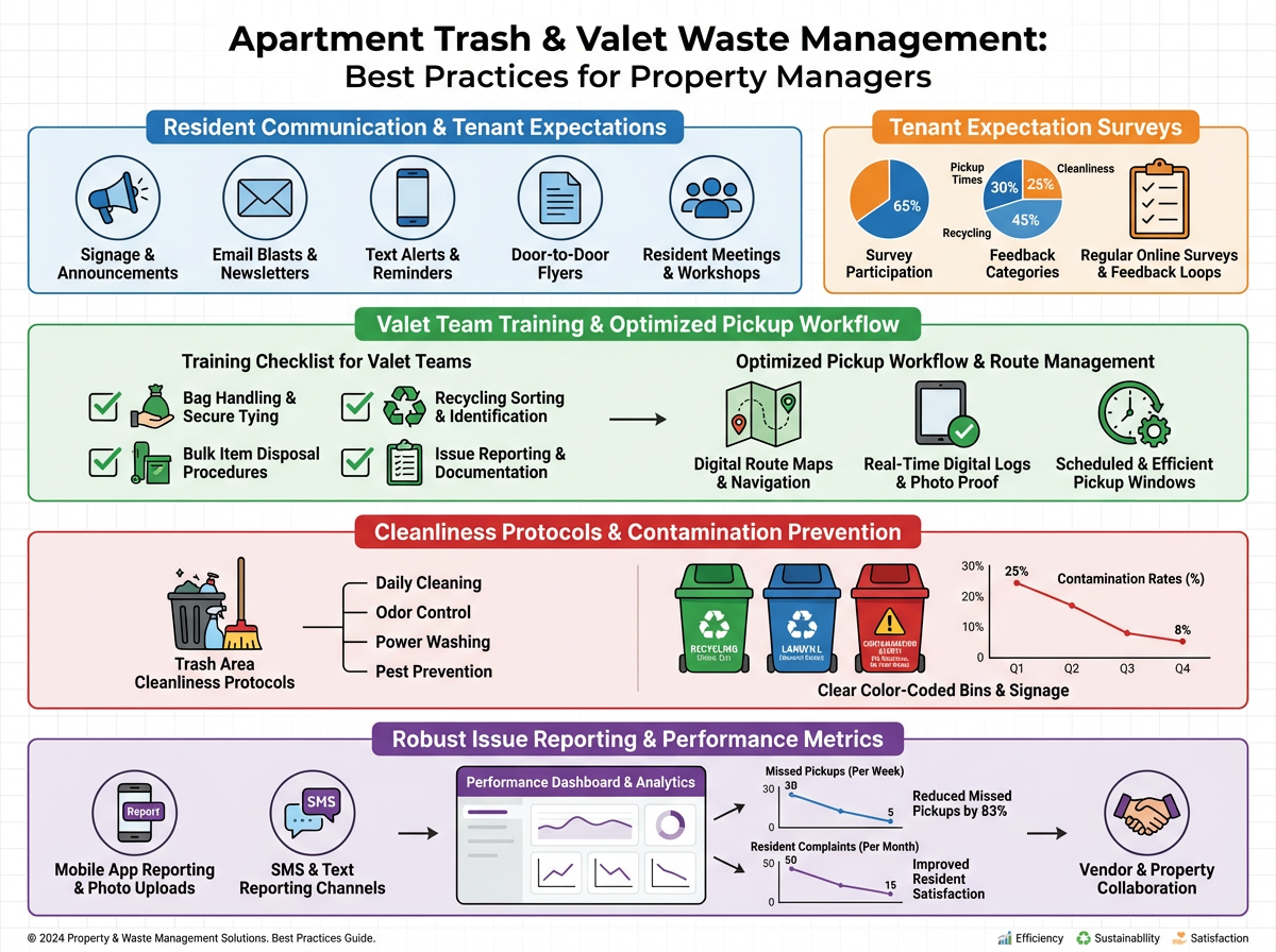 Improving Resident Communication and On-Site Operations for Apartment Trash and Valet Waste Services: A Practical Guide for Property Managers 4 Apartment valet trash worker collecting bagged trash from resident doors